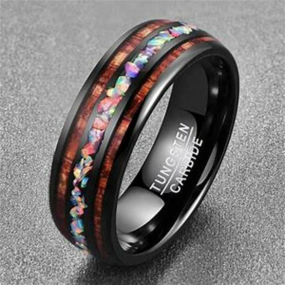 Tungsten Wooden Opal Ring - Picture 3 of 4
